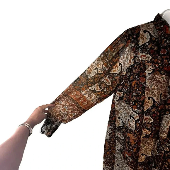 .OBJECT Objarya Fall Print Long Sleeve Button-Up Shirt Dress Women's M EUR 40 - Picture 3 of 10